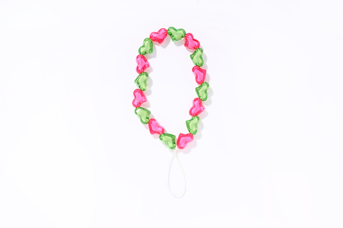 GOA Chain Chunky Hearts Pink Green