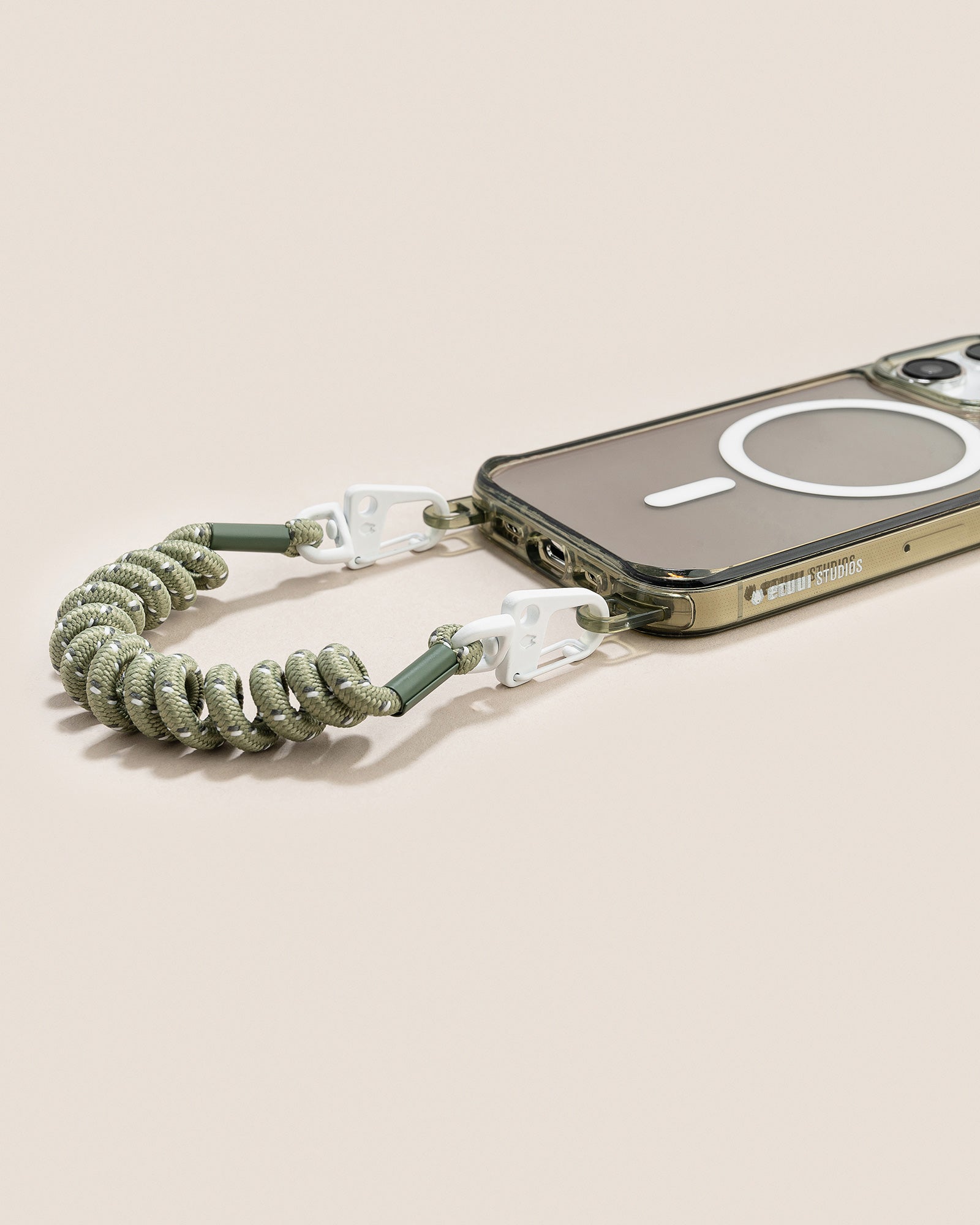 Retro Twist cell phone chain olive