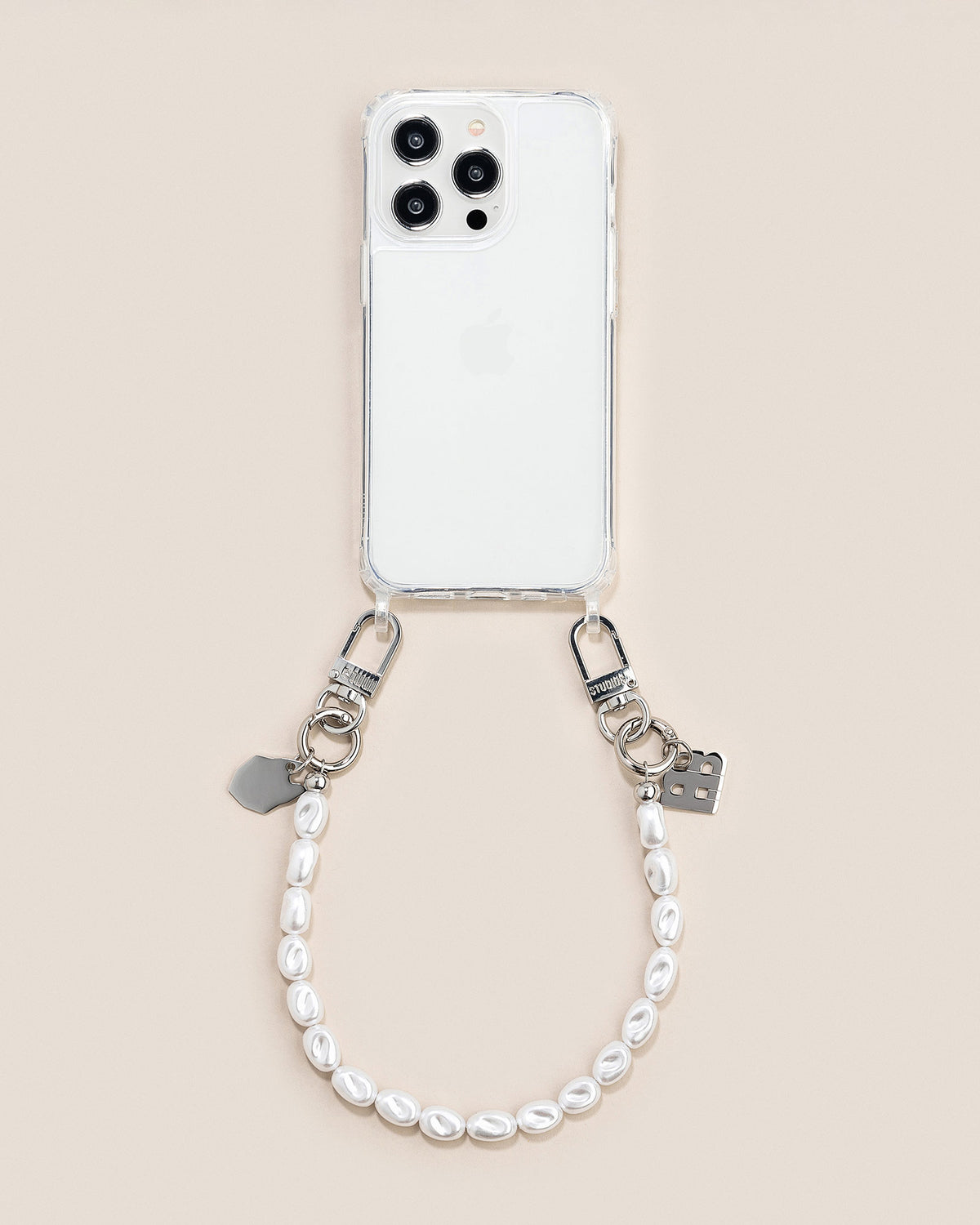 Petit Seapearl cell phone strap silver