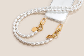 Seapearl cell phone strap 18K gold long