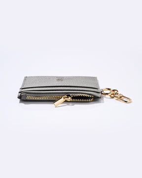 Clip Card Holder with Zipper - Taupe Gold