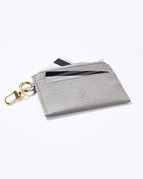 Clip Card Holder with Zipper - Taupe Gold