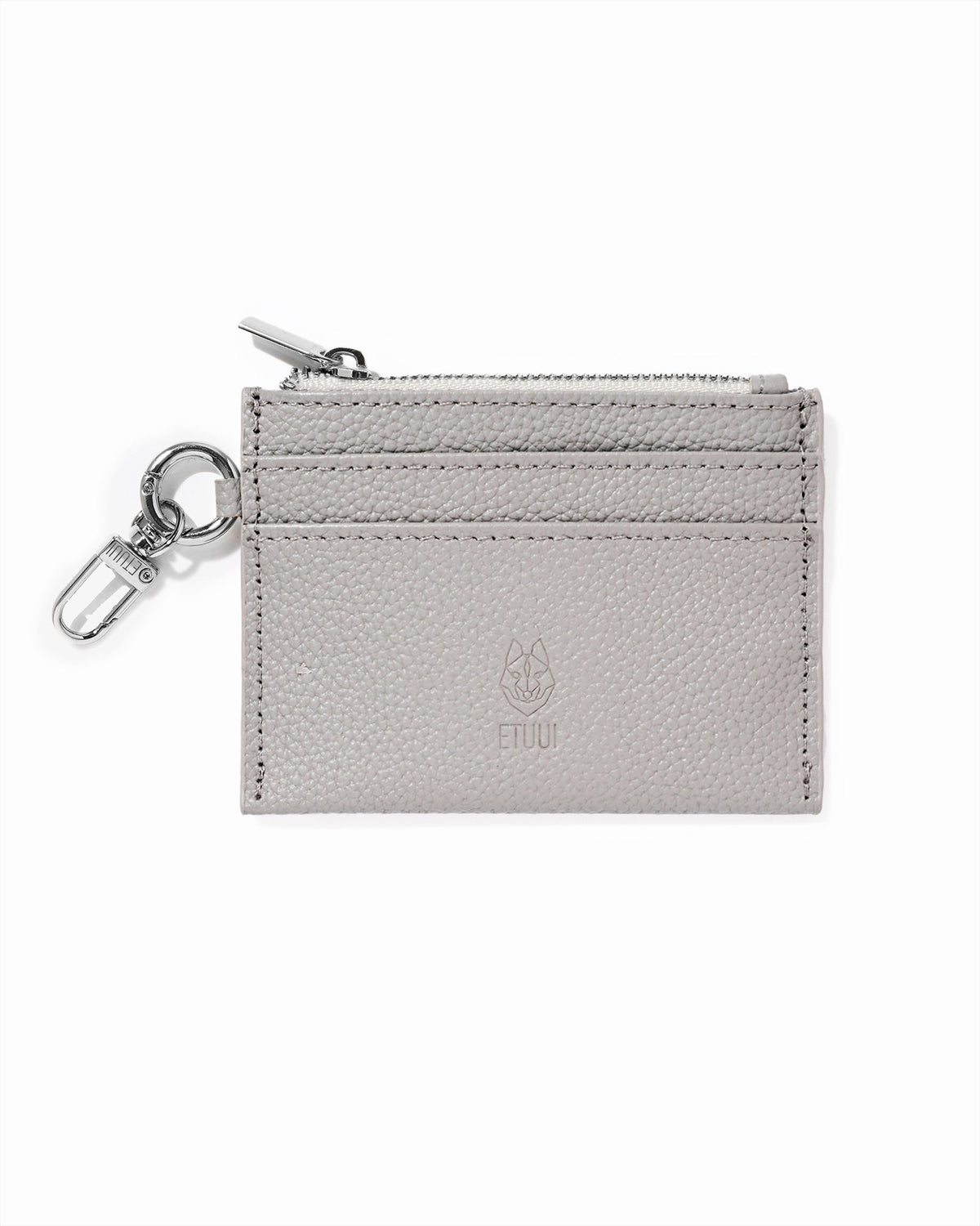 Clip Card Holder with Zipper - Taupe Silver