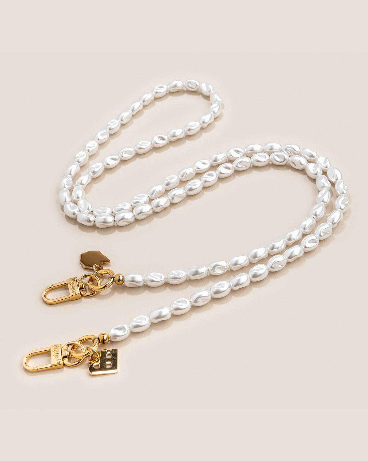 Seapearl cell phone strap 18K gold long