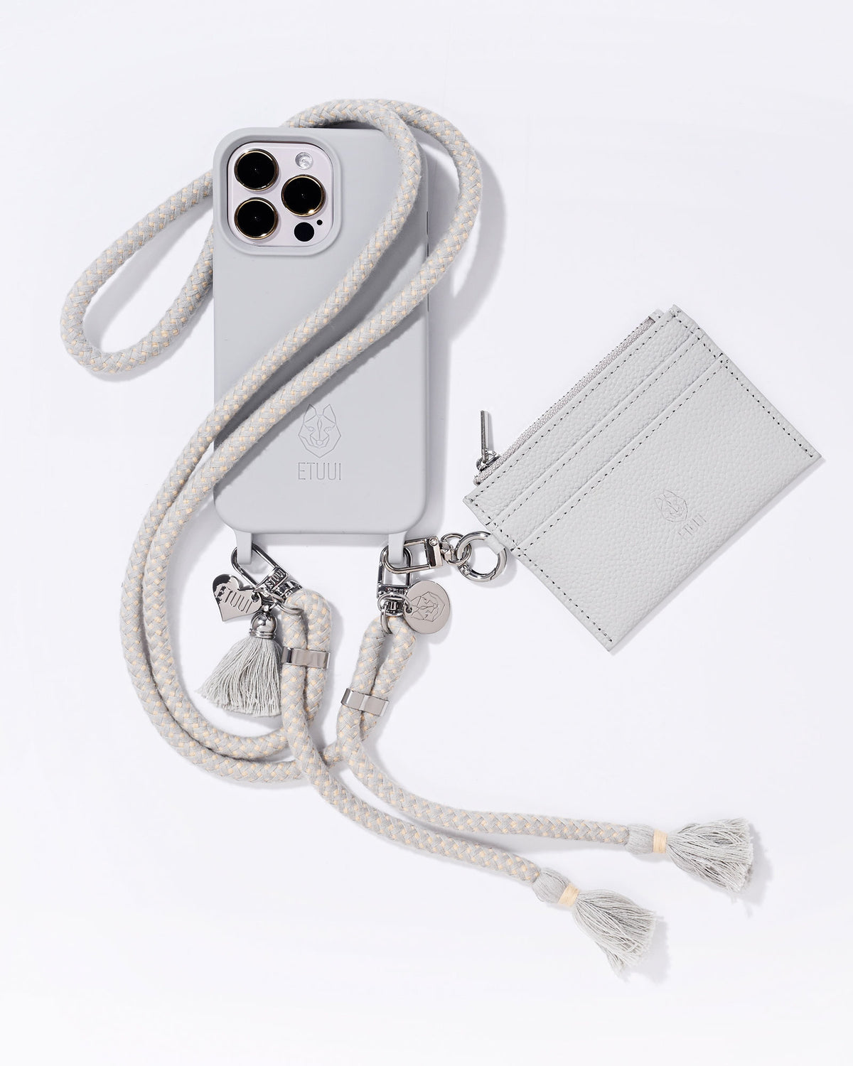 Clip Card Holder with Zipper - Oyster Silver