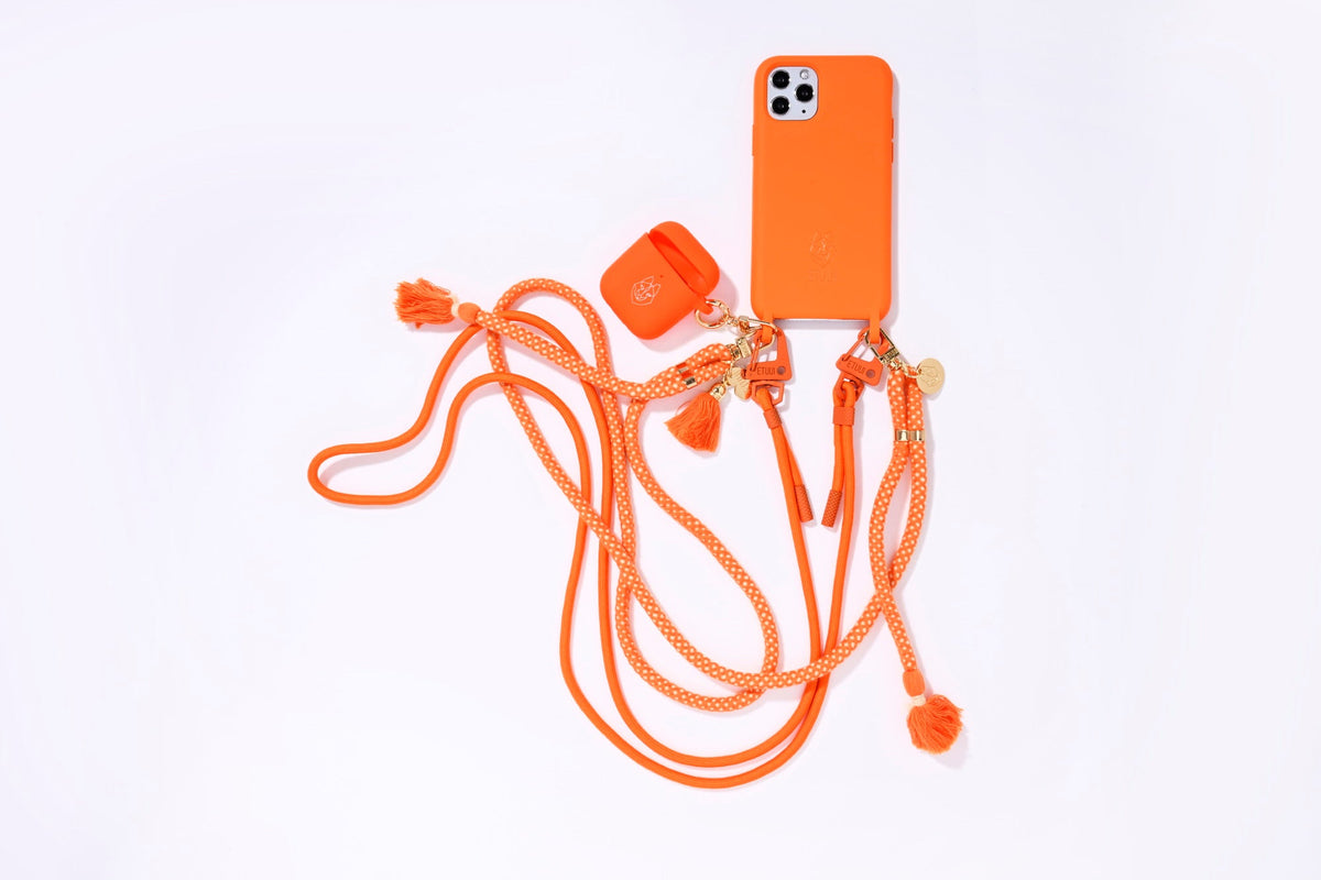 Papaya cell phone chain + clear case